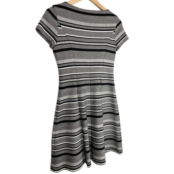 Chaps Ralph Lauren Striped Fit and Flare Mini Dress, Black and White - Size XS - Picture 5 of 6